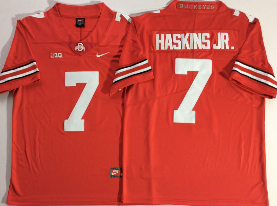 NCAA Men Ohio State Buckeyes Red #7 HASKINS JR.->ncaa teams->NCAA Jersey